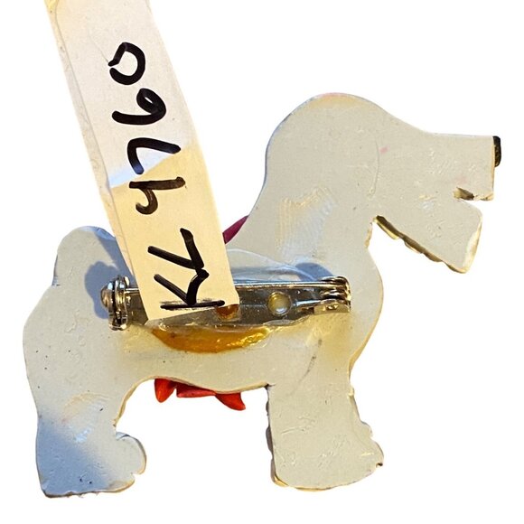 Vintage Dog Brooch With Red Bow - Adorable Canine Accessory For Your Favorite Ou - Picture 2 of 4